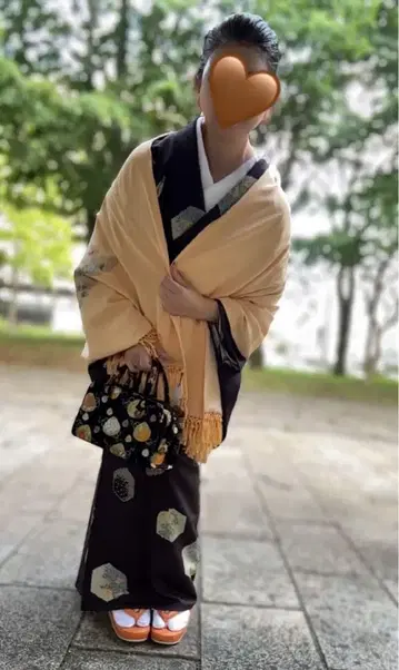 기품 있는 고급 기모노 숄 순수 실크 대형 일품