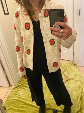 BODE crochet rosette cardigan