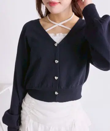 [ OLIVE des OLIVE ] 하트 버튼 가디건 네이비