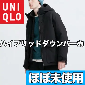 거의 미사용 유니클로 하이브리드 다운 후드티 L 사이즈 블랙 9262