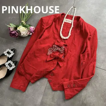 레어 빈티지 레트로 핑크하우스 가디건 리본