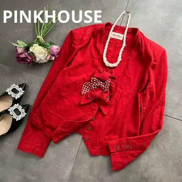 레어 빈티지 레트로 핑크하우스 가디건 리본