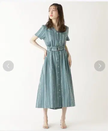 레이디 아젤 스트라이프 롱 원피스 셔츠 원피스