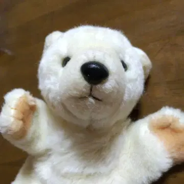 화이트 곰 봉제 인형 손가락 인형 (미사용품)