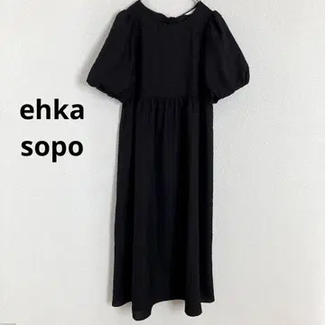 [ 새상품급 ] 에카 소포 롱 원피스 블랙 백리본 퍼프 슬리브