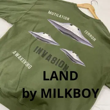 LAND by MILKBOY 맨투맨 트레이닝복 그린 #2627