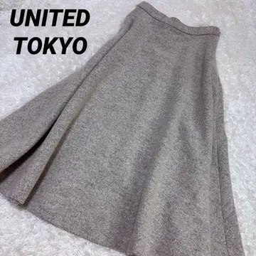 유나이티드 도쿄 일본제 울 무지 스커트 그레이 1 미디