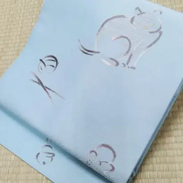 9촌 나고야 오비 스카이블루 순수 실크 고양이 공 쥐