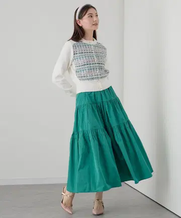 샴브레이 타프타 티어드 스커트 34