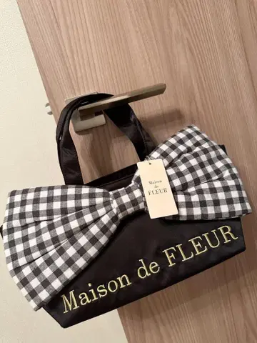 미사용 택 포함 Maison de FLEUR 가을/겨울 체크 리본 토트