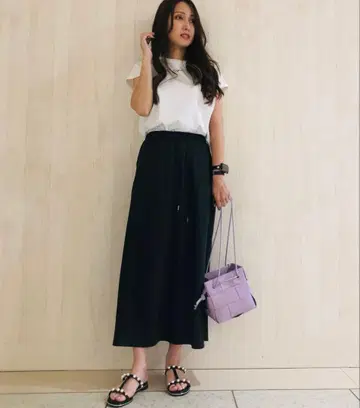 플라스테 새틴 이지 내로우 스커트 블랙 L
