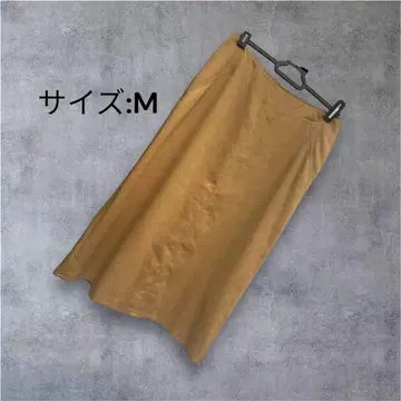 699 스커트 스웨이드 롱 일본제 베이지 M