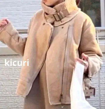 kicuri 에코 무스탕 보아 라이더 자켓