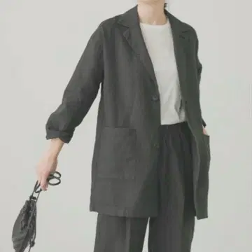 린넨 혼방 소재 테일러드 자켓 그레이