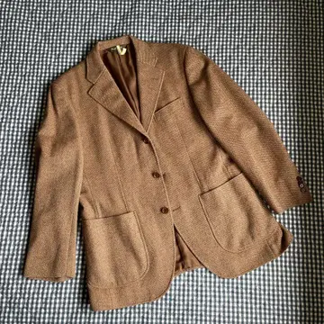 Paul Stuart 브라운 트위드 테일러드 자켓 캐시미어 혼방 모