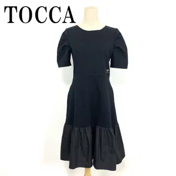 LA8109 토카 반팔 원피스 롱 면 페플럼 블랙 0