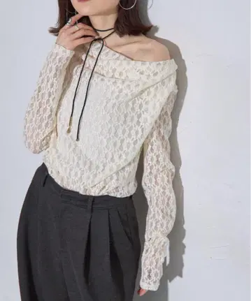 leimn 레이스 드레이프 상의 아이보리