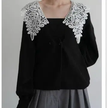 acka 가디건 니트 레이스 lace knit cardigan 블랙