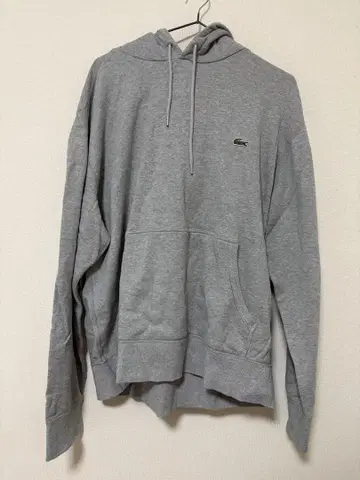 LACOSTE 그레이 후드 부착 후드티 US XL