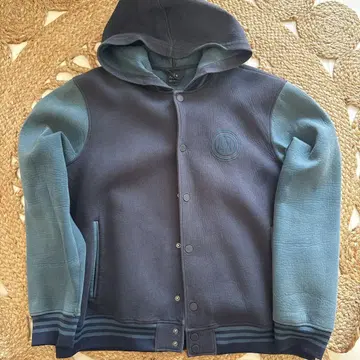 ARMANI 네이비 그린 후드 부착 후드티