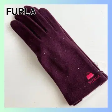 새상품 훌라 FURLA 장갑 스마트폰 대응 일본제 비쥬 부착 퍼플 보라색