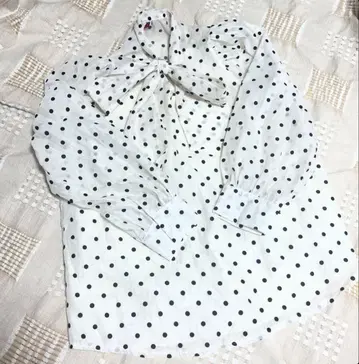 도트 블라우스 보타이