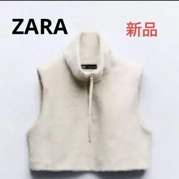 [ 미사용 새상품 ] ZARA 인조 모피 베스트 에크루