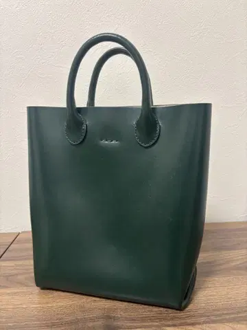야키 다크 그린 가죽 토트백