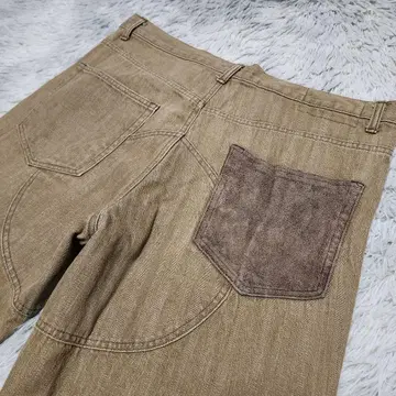 일본제 육중한 스웨이드 포켓 와이드 데님 워크 팬츠 히코리