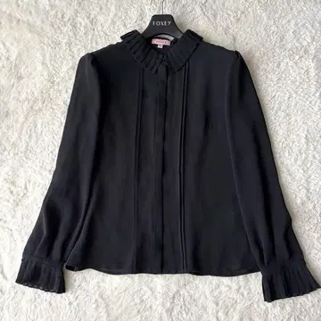 TOCCA 토카 블랙 프릴 옷깃 긴팔 블라우스 플리츠 디자인 쉬폰