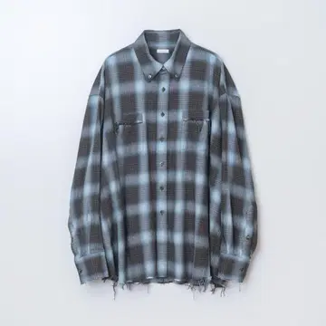 [ NAME. ] 컷오프 옴브레 체크 셔츠 브라운 사이즈 0