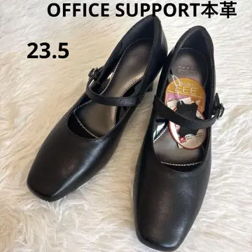 새상품 미사용 OFFICE SUPPORT 천연 가죽 블랙 펌프스 3E