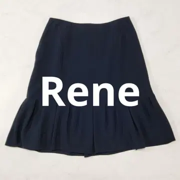 새상품급 Rene 플레어 스커트 밑단 프릴 네이비 36 일본제
