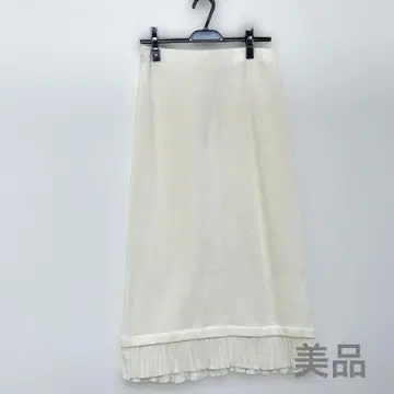 새상품급 ZARA 화이트 니트 타이트 스커트 플리츠 밑단 M 사이즈