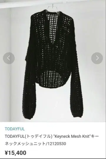 TODAYFUL Keyneck Mesh Knit 블랙