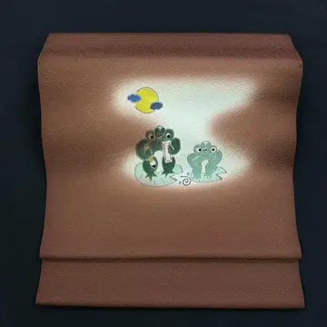 새상품 순수 실크 나고야 오비 구촌 오비 개구리 달맞이