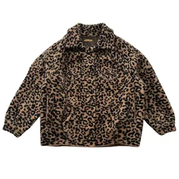 쿨 카리안 울 혼방 레오파드 무늬 코트
