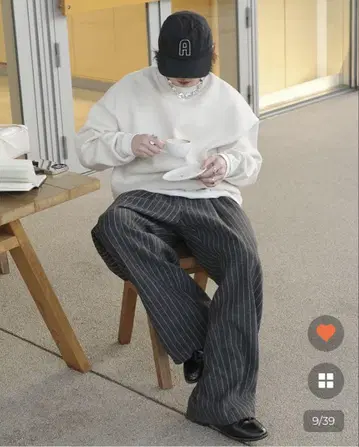 nugu 스트라이프 와이드 밴딩 팬츠