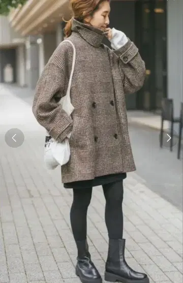 [ 23AW ] Spick & Span W 슬리버 체크 하프 코트