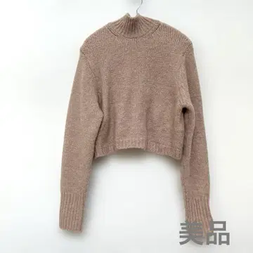 새상품급 ZARA 핑크 베이지 크롭 하이넥 니트 스웨터 S 사이즈