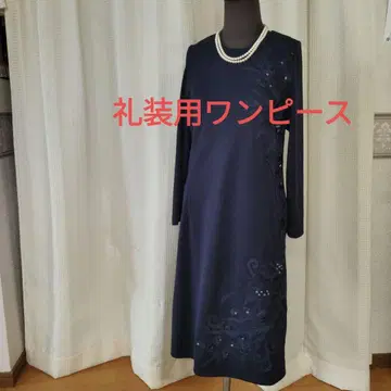 자수 장식 예복용 긴팔 원피스