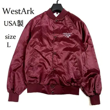새상품급 90s USA제 WestArk 바시티 자켓 기업 로고 버건디 L