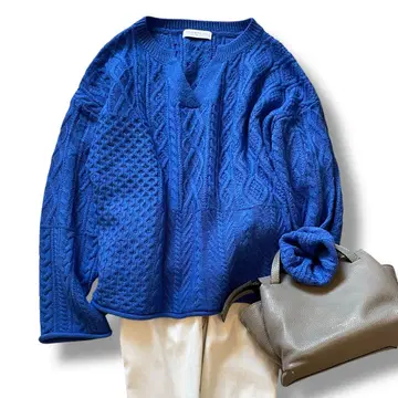 UNITED ARROWS 워셔블 케이블 니트 오버 사이즈 새상품급 F