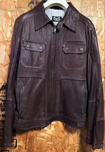 D&G 가죽 자켓 브라운 52
