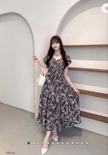 An MILLE 안미르 리본 퍼프 슬리브 플레어 원피스