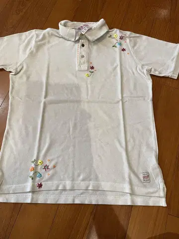 BOB 꽃무늬 자수 화이트 피케 셔츠 M