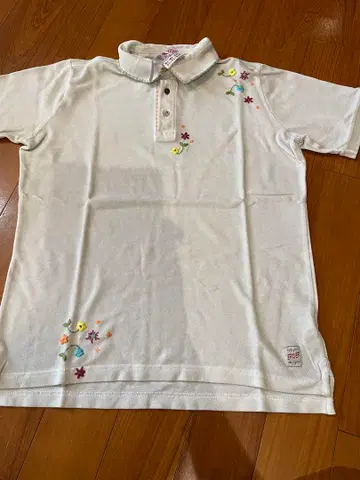 BOB 꽃무늬 자수 화이트 피케 셔츠 M