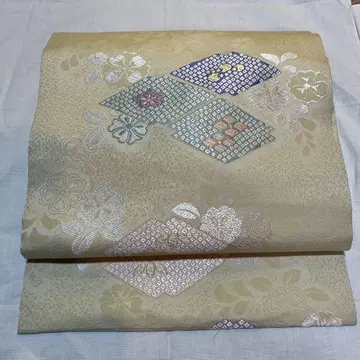 나고야 오비 순수 실크 히츠타 베이지