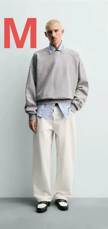 CHAMPION X ZARA 패치 크루넥 스웨트 셔츠 M