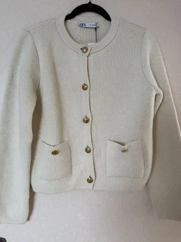 ZARA 노카라 가디건 아이보리 L